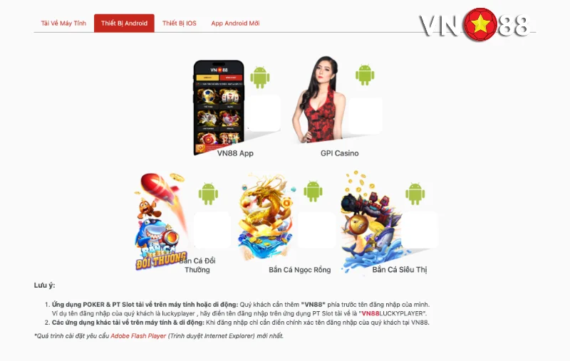 Tải file cài đặt ứng dụng để hoàn tất tải app VN88
